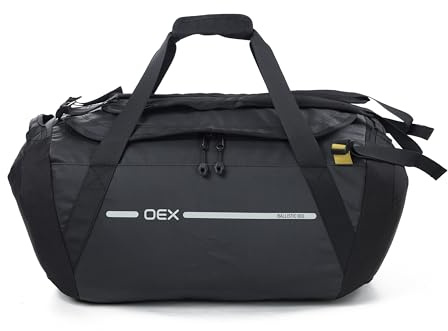 OEX Ballistic Cargo Bag with Wet Pocket & Multiple Carrying Options, Duffel, Holdall, Bag for Men & Women, Durable, Heavy Duty, Travel, Luggage, Overnight, Weekend, Sports (Black, 60 Litre)