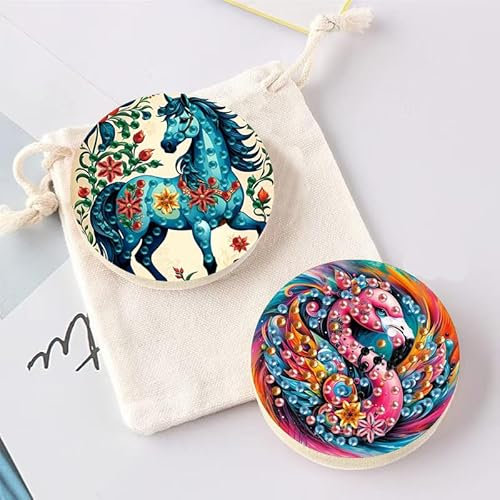 2pcs DIY Diamond Painting Refrigerator Magnets,Horse-swan Cartoon Animal Bottle Opener, Perfect for Furniture, Kitchen, bar, Party, Outdoor use