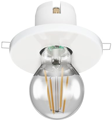 ledscom.de Porzellan Decken-Einbauleuchte TELA, weiß, inkl. E27 LED Lampe, Rauchglas 370lm, extra-warmweiß