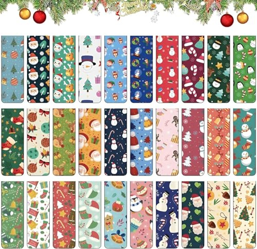 30 Stück Weihnachten Magnetische Lesezeichen,Magnetische Seitenclips | Weihnachten Lesezeichen Magnetisch,Magnetische lesezeichen Leseminis,Weihnachtsgeschenke für Kollegen und Freunde