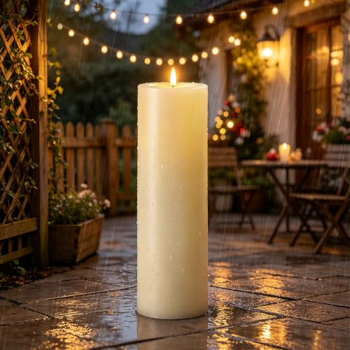 Ketom LED Kerzen mit Timerfunktion, D10 x H30 cm Kerzen LED Groß, Elfenbein