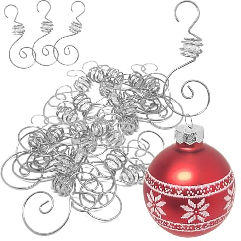 com-four® 24x Premium Kugelaufhänger für Weihnachtsbaumschmuck - 7 cm Anhänger für Christbaumkugeln - Spiralhaken perfekt für Weihnachtskugeln und Dekoration - Christbaumhaken
