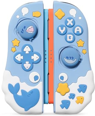 GeekShare Coque de protection pour manettes Switch 2 Joy Con, coque de protection en silicone souple compatible avec les manettes portables Switch 2 JC, fête de requin