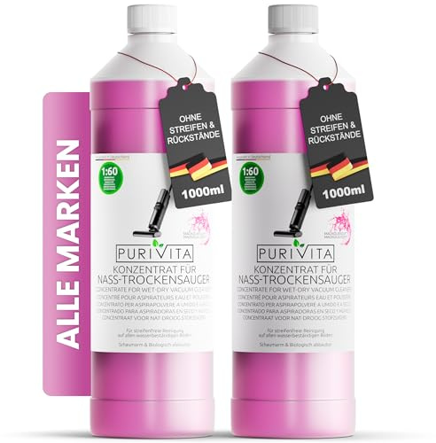 PURIVITA® Saugwischer Reinigungskonzentrat Nasssauger 2x1L Magnolienduft | Für Waschsauger und Wischroboter: streifenfrei, schnell trocknend, ergiebig, angenehmer Duft