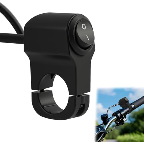Interruptor de Manillar de Motocicleta ATV Impermeable Interruptor, Cable de 50 cm, para Bicicleta Eléctrica, Moto y Triciclo, Control de Faros LED, Intermitentes y Luces Auxiliares