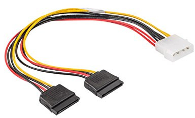 Lanberg CA-HDSA-11CU-0030 Molex (4Pol) Stecker auf Sata (15Pol) Buchse 2X Netzkabel, 30 cm Mehrfarbig