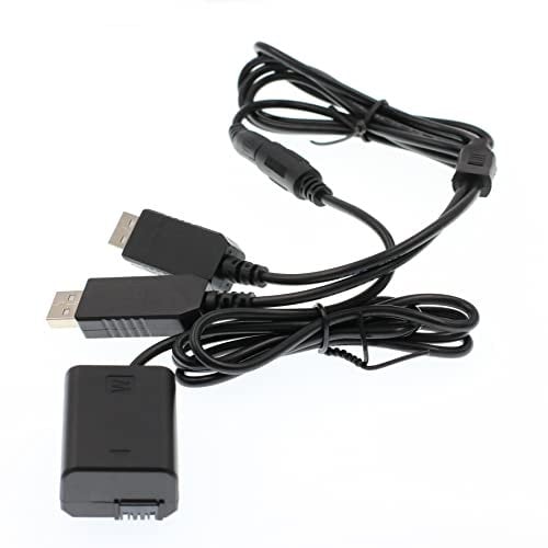 Eonvic NP-FW50 DC Coupler Dummy Battery to Double USB Power Adapter for Sony A7 A7II A7R A7S A7RII A7 2 A5000 A6300 A6500 A7000 Camera