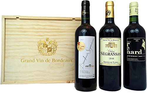 Grand Vin Geschenkset 'Rotwein aus Bordeaux' in Holzkiste (3 x 0.75 l)