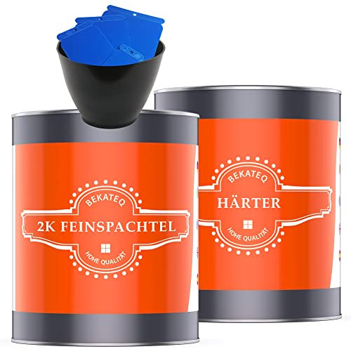 BEKATEQ Feinspachtel BK-110EP 2K Epoxidharz, 4,5 kg l Spachtelmasse für Boden, Auto & Boot l Risse & Löcher auffüllen, verdämmen I schnell härtend & wasserfest I ausziehbar auf 0 I mit Reparatur-Set
