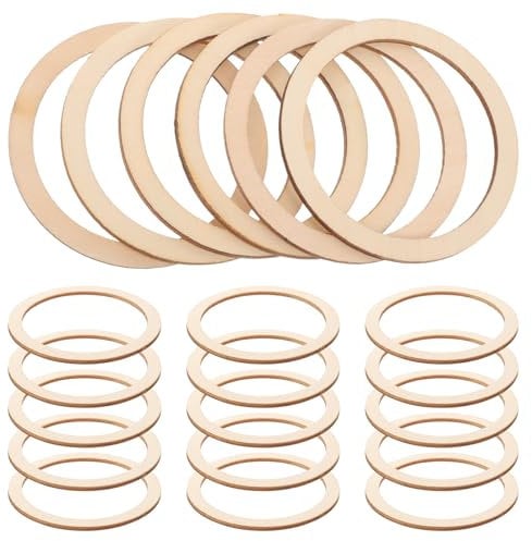 50pcs DIY Craft Wooden Rings, 7.5CM Decorative Wood Chips, Hollowed-Out Round Wooden Pieces for Christmas Tree, Wall Hanging, Party Decoration, and Creative Handcrafts