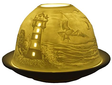 CBK-MS Dome Light Leuchtturm Strand und Seehunden Teelicht Windlicht