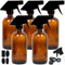 Youngever 5 Pack 250ML Empty Amber Glass Spray Bottles, 8 Ounce Refillable Container for Essential Oils, Cleaning Products, or Aromatherapy, Trigger Sprayer with Mist and Stream Settings