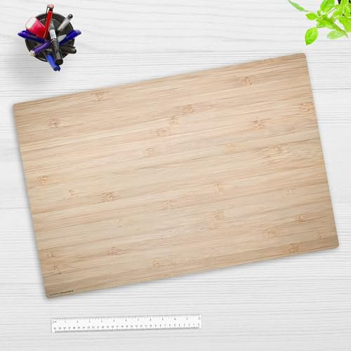Schreibtischunterlage Kinder und Erwachsene – “Holzoptik hellbraun“ – aus erstklassigem Vinyl (Kunststoff) – 60 x 40 cm – Rutschfeste Schreibunterlage mit bestem Schutz – Made in Germany