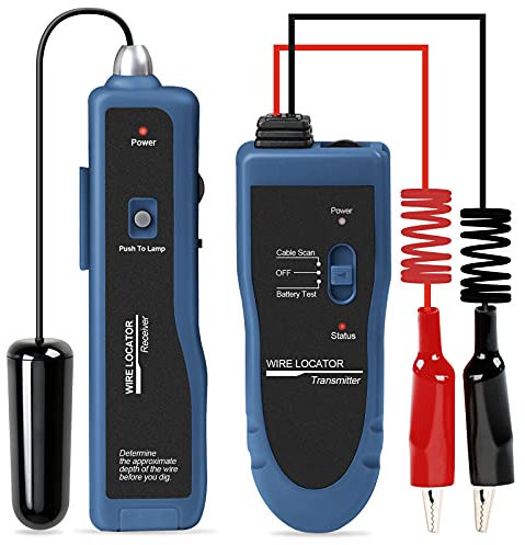 KOLSOL Erdkabel-suchgerät, Kabeltester F02 Pro für Kabelsuchgerät Locate Control Drähte Kabel Haustierzaunkabel, bis zu 3 Meter tief 2000 Meter Länge, Ausgestattet mit wiederaufladbaren Batterie