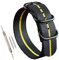 MZBUTIQ 20mm Schwarz/Gelb Uhrenarmband Nylon Watch Bracelet Armband Herren Matte Schwarze Schnalle