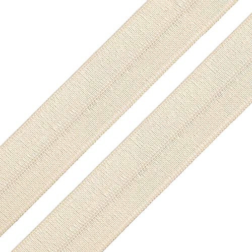 1m Einfassband 20mm hochelastisch 44% Elastan gefalzt Meterware Faltgummi Schrägband Farbwahl, Größe:20mm, Farbe:hellbeige