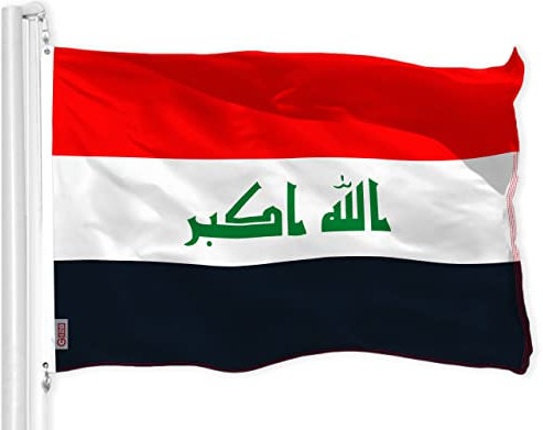 G128 Irakische Flagge,90x150 cm,LiteWeave Pro Serie bedrucktes 150D Polyester,Länderflagge, für drinnen und draußen, lebendige Farben, Messingösen, dicker und langlebiger als 100D 75D Polyester
