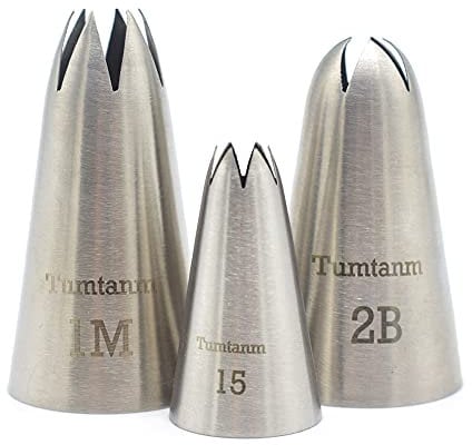 Tumtanm # 1M # 2B #15 - Ugelli per glassa, in acciaio INOX, grandi beccucci per glassa, fai da te per cupcakes