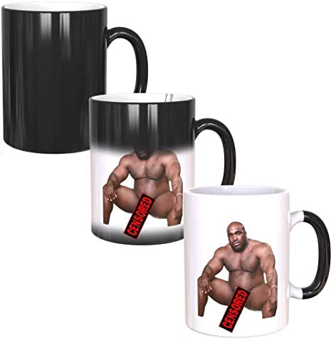 'Censored' Man Sitting On Bed Meme Mug - 'Censored' Pour in Hot Liquid to See Image - Perfect Novelty Gag Gift