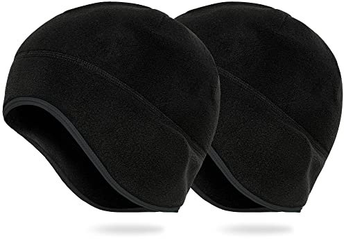 Arcweg Helm Mütze Herren Unterziehmütze Winddicht Wintermütze Fahrrad Mütze Thermo Fleece Radmütze Radsport-mützen Laufmütze Damen Radfahren Laufen Skull Cap (Black Grey+Black Grey, One Size)