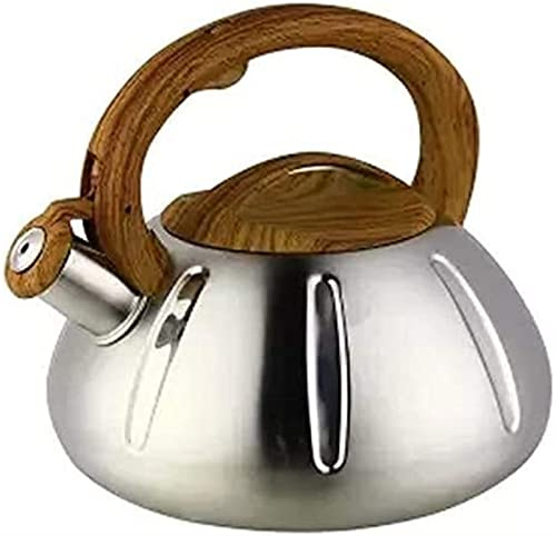 YQBUER Stainless steel kettle kettle gas stove teapot automatic sounding kettle whistle camping teapot enamel kettle camping (Size : 3.0L)