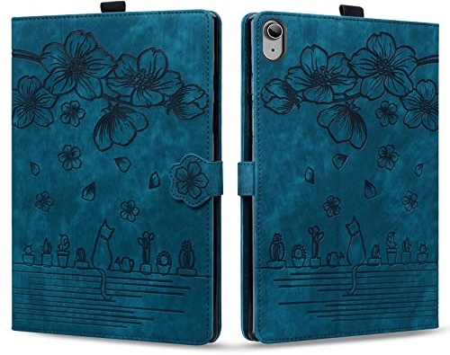 Rosbtib Hülle für iPad 11 Generation (2025 A16 11) /iPad 10 Generation (2022 10.9) Hülle PU Leder Flip Case Ständer TPU Cover Tasche Schutzhülle mit Kartenschlitz, Blau Katze