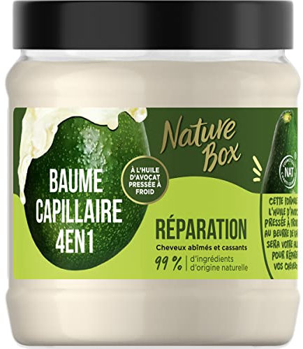Nature Box - 4-in-1-Haarmaske, geschädigtes Haar, mit kaltgepresstem Avocadoöl, 99% natürliche Inhaltsstoffe, Vor-Shampoo, Conditioner, Pflegemaske, ohne Ausspülen, 300 ml