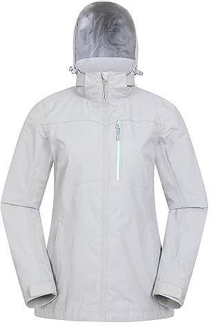 Mountain Warehouse Rainforest Womens Jacket -Waterproof Rain Coat with Pockets & Adjustable Hem, Mesh lined, Packaway Hoodie - For Spring Summer & Outdoors Grey 6