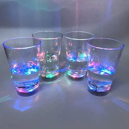 Vivo Technologies LED Light Up Drinking Glass Tumbler 340ML Party Drink Cup Glowing Illuminated Liquid Juice Water Cocktail Multicoloured Lights 3 Settings Fun Gift(4 Pack)