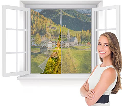 Zanzariera Porta Finestra A Rullo 120x165cm Grigio Misure Regolabile Zanzariera per Finestre Chiusura Automatica Facile da Montare Senza Forare per Porta Esterna/Corridoio