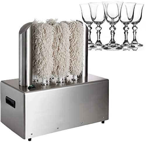 Electric Winery Wine Glass Polishing Machine,Glass Polisher - Wine Glass Polisher- Commercial Electric Machine - High Powered Heater & Microfiber Brushes - Safe & Hygienic for Restaurants,8heads