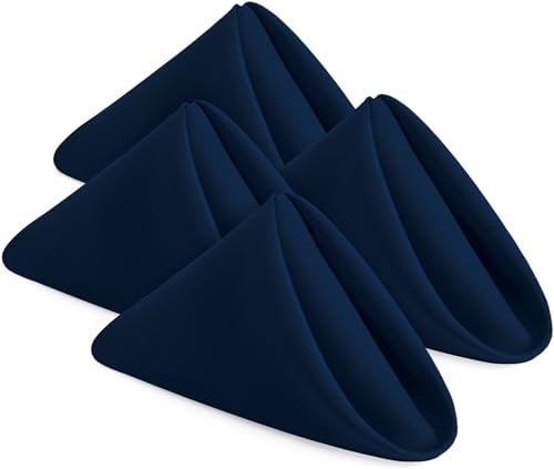 KICHLY Servilletas de Tela - Paquete de 24 servilletas de Tela Reutilizables, Suaves y cómodas, Ideales para Eventos y Uso Regular en el hogar, poliéster (Azul Marino 43 x 43 cm)