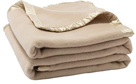 MINGQIU Coperta In Pura Lana 100%, Coperta Pesante 550g/m², Coperta In Lana, Coperta In Lana, Coperta In Lana Per Il Letto,Coperta In Lana Per Esterni(200X150cm,Cammello Chiaro)