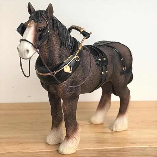 Animal Crackers Leonardo Bay Shire Cart Horse in harness ornament (choice of two sizes) in quality gift box (Small (length 18cm))