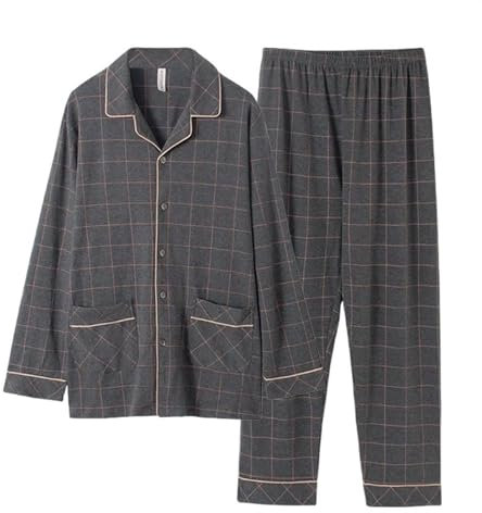 MeiDai Herren-Pyjama in Übergröße 3XL 4XL 5XL 6XL Big Large Loungewear Cardigan Plaid Fashion Homewear Fette Baumwolle (Color : 1, Size : 6XL)