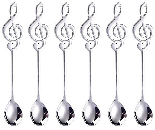 Tsffae 6pcs Musical Note Design Löffel Kaffeelöffel Edelstahl Teelöffel Für Kaffee Tee Dessert Getränk Mischlöffel Tischgeschirr Set