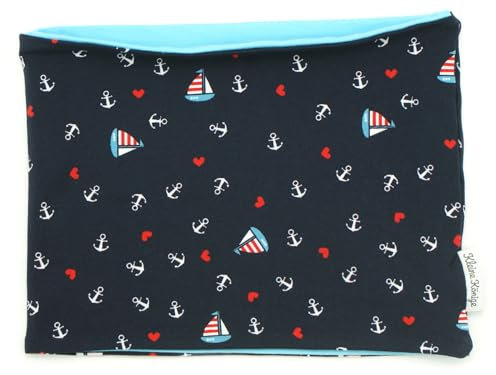 Kleine Könige Loop Schal Kinder Jungen bis 10 Jahre · Modell Anker Segelboot Segelliebe blau, türkis · Ökotex 100 zertifiziert · Made in Germany