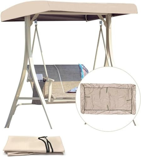 3 Seater Replacement Canopy Swing Top Cover, Waterproof Swing Canopy Top Cover for Garden Outdoor Swing Chair Patio Bench Black