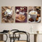 Herfair 3 Teilig Poster Set, Leinwandbilder mit Kaffeebohnen und Kaffee Motiv Kunstdruck, Moderne Wandbild für Küche Esszimmer Badezimmer Wohnzimmer Wanddekoration, ohne Rahmen (A,50x70cm)