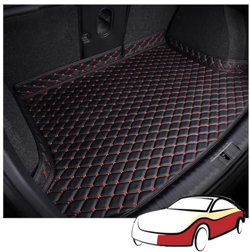 AMENAS Alfombrilla para Maletero de Coche Cuero para Kia XCeed 2019-2024, Antideslizante Protectora Impermeable Bandeja Forro, Personalizadas Alfombra,B Black Red