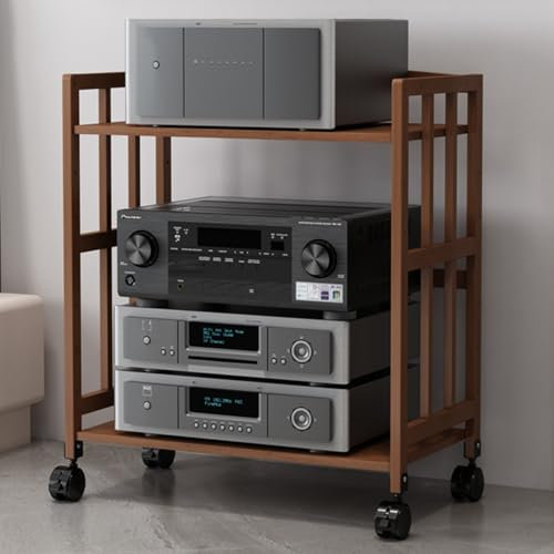 Mueble Equipo Hifi 2 3 4 5 Niveles De Madera Marrón Audio Rack, Soporte Para DVD, Consola De Juegos, TV Box, Router WiFi, Soporte Para Tocadiscos Con Estante Ajustable(Color:77cm/30.3in(H),Size:50cm/1