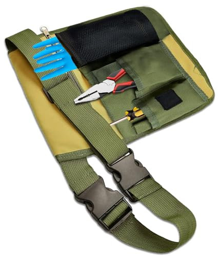 1 Pcs Gardening Tools Belt Bag,Multifunctional Waist Tool Belt Pouch with Adjustable Belt Clip,Unisex Pocket Tool Belt Pouch for Carpenters, Gardeners, Builders and Joiners