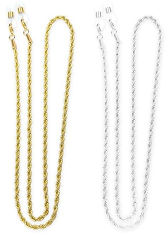 VBRHFRIF 2 Twist Eyeglass Chains, Sunglasses Chain, Women’S Eyeglasses Chain, Gold Eyeglasses Chain, Sunglasses With Chain