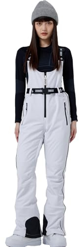 HOTIAN Damen Schneehose, Schneehose, wasserdicht, winddicht, isoliert, Ski-Lätzchen, Overall, Snowboardhose mit Gürteln