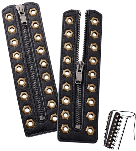 PH PandaHall 2 Stück Reißverschlusseinsätze Aus Rindsleder Zum Schnüren In Stiefeln 6.8x2 zoll Ösen Zipper Boot Schnürsenkel Für Erwachsene Tieless Schuh Schnürsenkel DIY Antik Bronze
