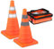 Relaxdays Pylonen groß, 2er Set Leitkegel faltbar, Reflektor-Streifen, Faltkegel, HBT 45 x 24,5 x 24,5 cm, orange/Silber