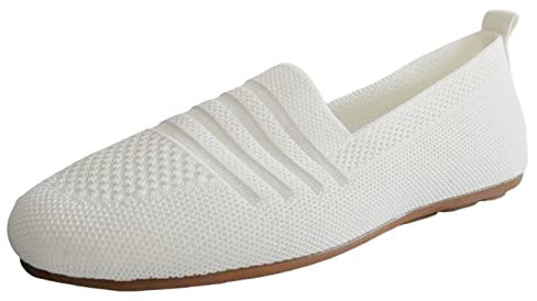 Shoes for Women Black Work Shoes Women White Pumps Ladies Summer Solid Colour Shallow Mouth Hollow Breathable Flat Bottom Comfortable Large Size Single Walk Shoes for Women Ballet Pumps (Beige, 5)