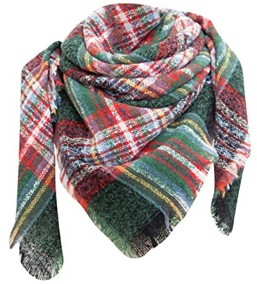 Cocila Black of Friday Geschenke Winterschal Damen Kuschelig Weiss Dreieckstuch Stricken Thermo Schlauchschal Damen Trachtentuch Blau Kariert Boho Asseccoires Damen Angebot Des Tages Sale