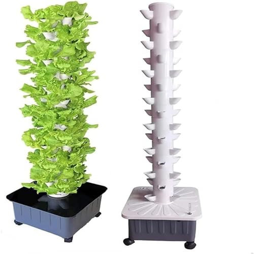 Hydroponic Tower Growing Sys-TEM, Indoor Hydroponic Grow Sys-TEM, Vertical Grow Tower,15 Layer 45 Plants Sites with Pump and Movable Water Tank，Soilless Growing, Hydroponic Growth Kit