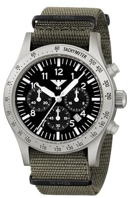 KHS Platoon Steel Solar Chronograph KHS.PLASSC.NSGO mit Natoband Steingrau-Oliv